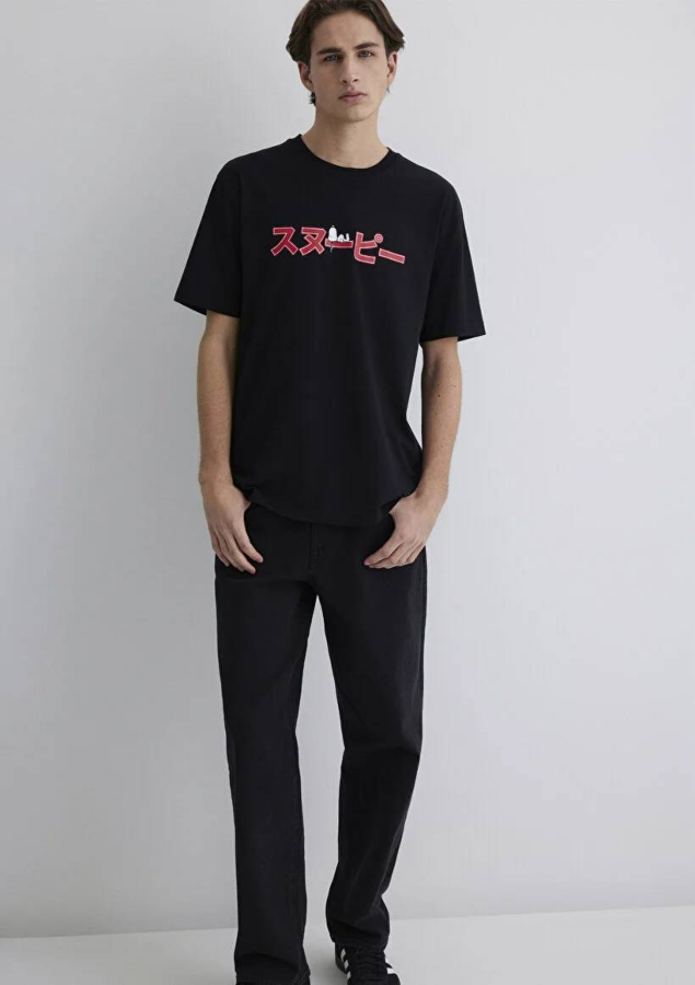 Resim Mavi Loose Erkek  T-shirt M0612661-900