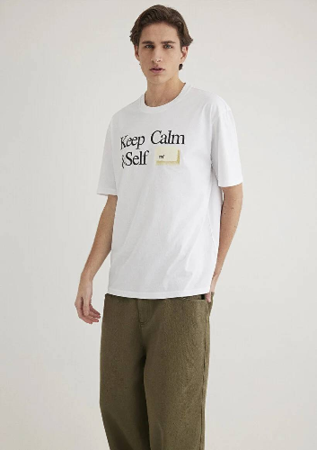 Resim Mavi Loose Erkek  T-shirt M0612463-620