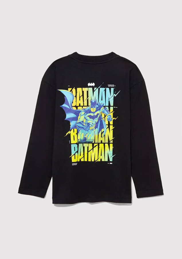 Resim Mavi Batman Baskılı Uzun Kol Erkek Çocuk T-Shirt M6610294-900