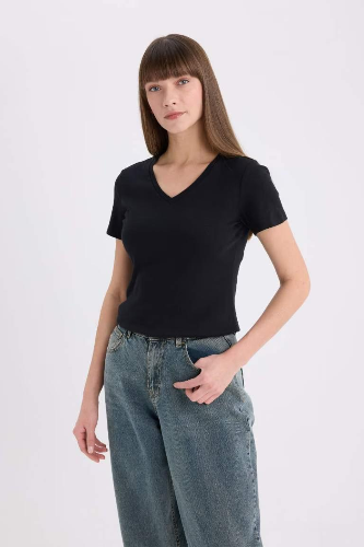 Resim Defacto Kadın Kısa Kol T-shirt I1080AZBK81