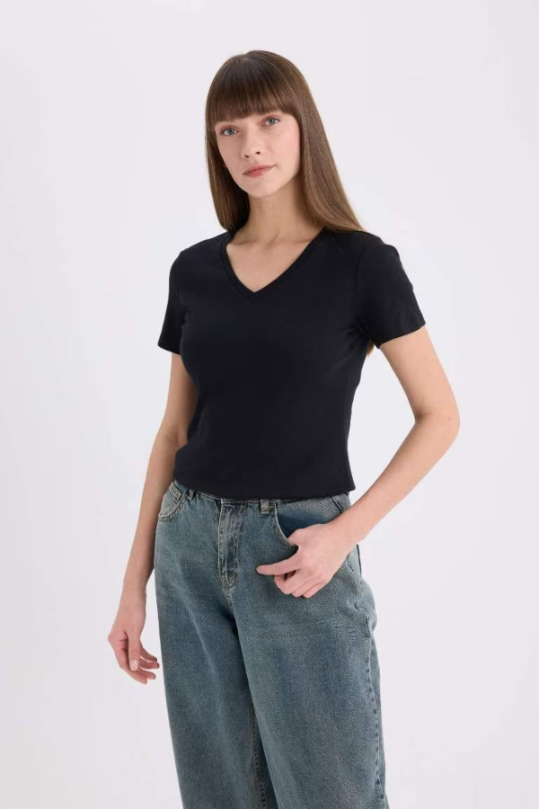 Resim Defacto Kadın Kısa Kol T-shirt I1080AZBK81