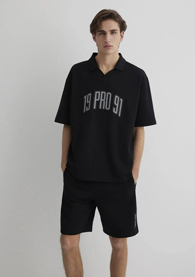 Resim Mavi Relaxed Erkek  T-shirt M0612748-71379