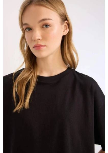 Resim Defacto Kadın Kısa Kol T-shirt C3852AX/BK81