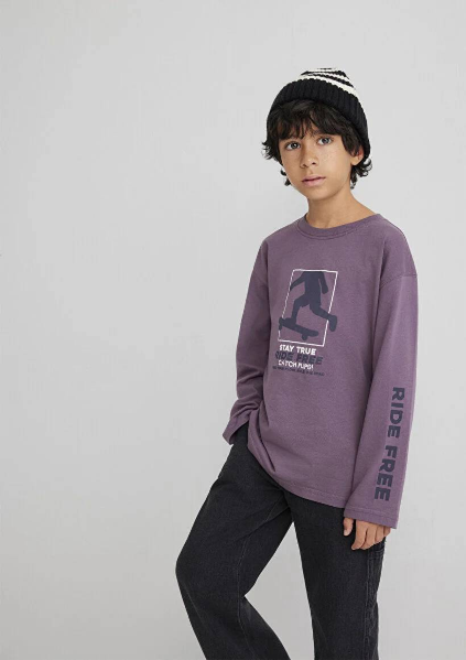 Resim Mavi Stay True Baskılı Uk Erkek Çocuk T-shirt M6610366-70656