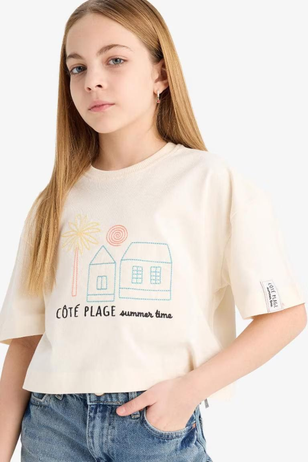 Resim Defacto Kız Çocuk Kısa Kol T-shirt E4407A8ER233