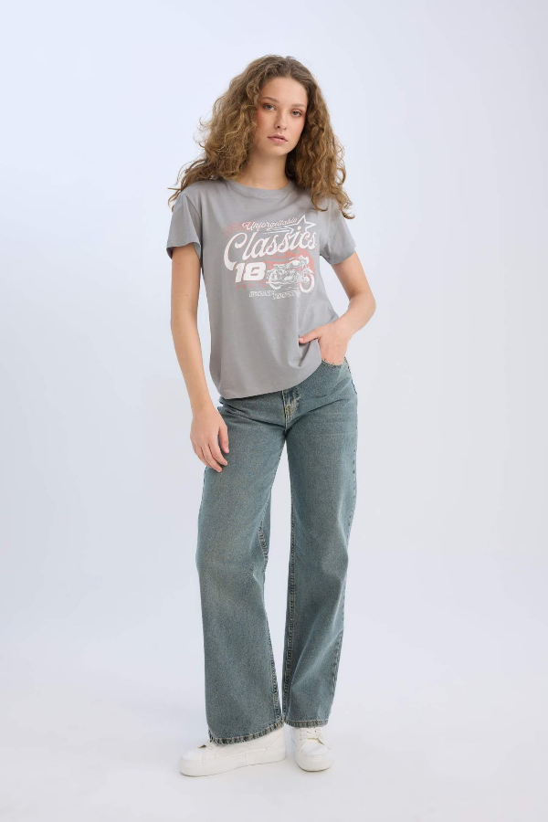 Resim Defacto Kadın Kısa Kol T-shirt D9601AX/GR454