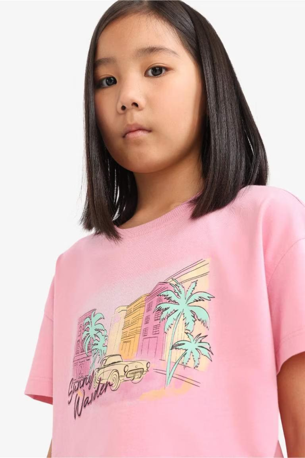 Resim Defacto Kız Çocuk T-shirt E0384A8/PN666