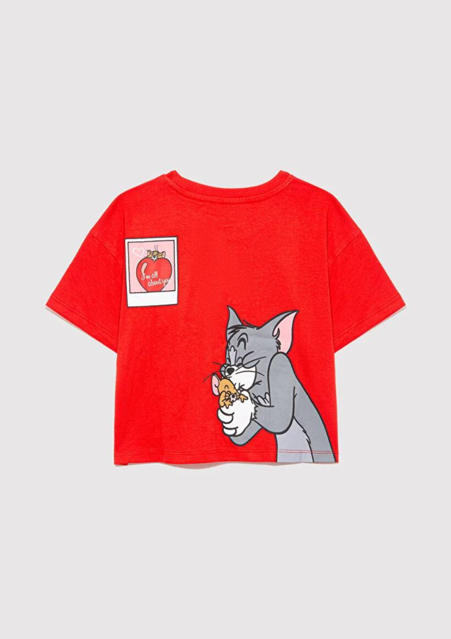 Resim Mavi Tom Jerry Baskılı Kız Çocuk T-Shirt M7610318-70471