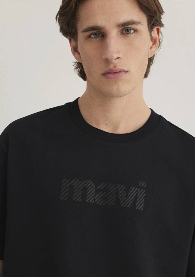 Resim Mavi Mavi Logo Tişört Siyah Erkek T-Shirt M0611807-900