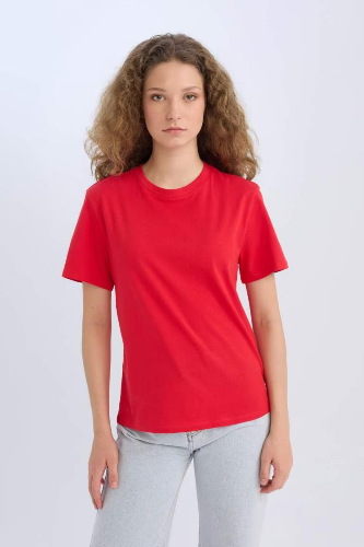 Resim Defacto Kadın Kısa Kol T-shirt D9592AX/RD117