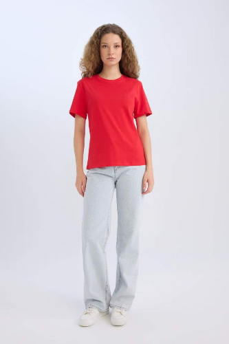 Resim Defacto Kadın Kısa Kol T-shirt D9592AX/RD117