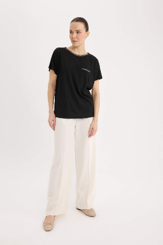 Resim Defacto Kadın Kısa Kol T-shirt K7701AZBK81