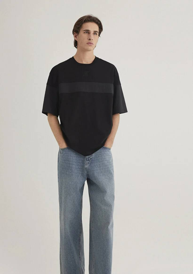 Resim Mavi Relaxed Erkek  T-shirt M0612746-71379