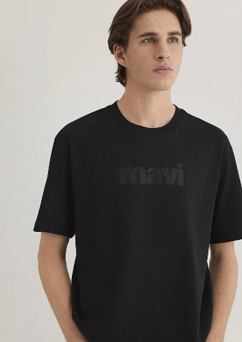 Resim Mavi Mavi Logo Tişört Siyah Erkek T-Shirt M0611807-900