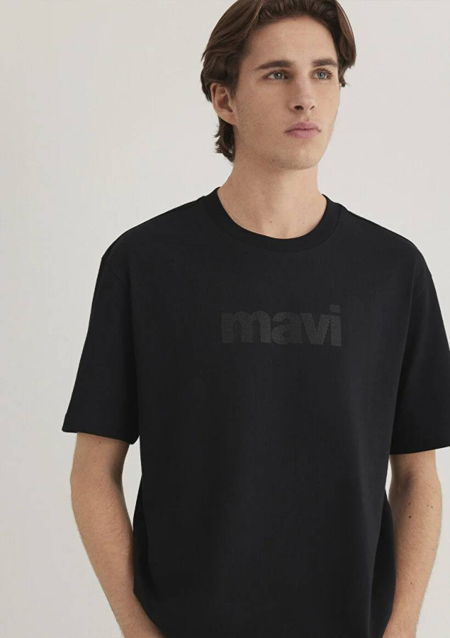 Resim Mavi Mavi Logo Tişört Siyah Erkek T-Shirt M0611807-900