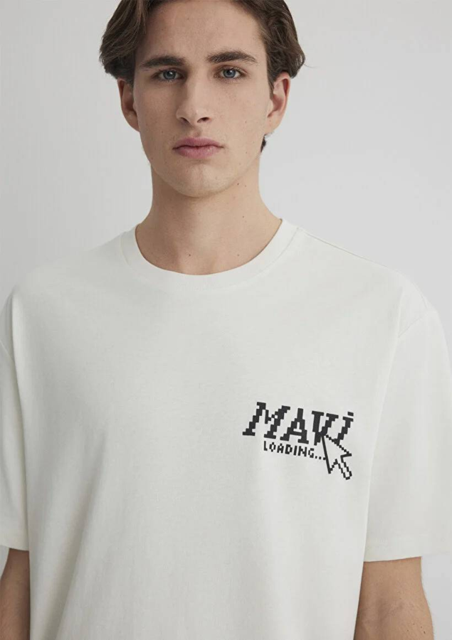 Resim Mavi Loose Erkek  T-shirt M0612572-70142