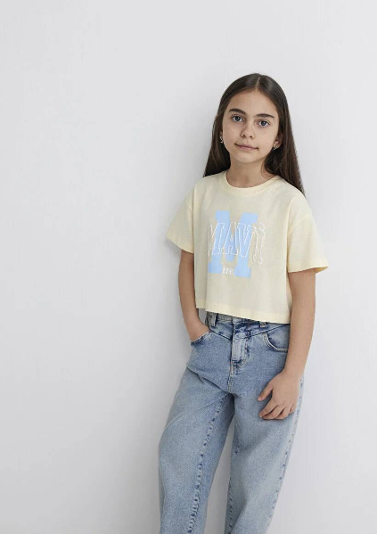Resim Mavi M Baskılı Logo Kız Çocuk T-Shirt M7610276-89145