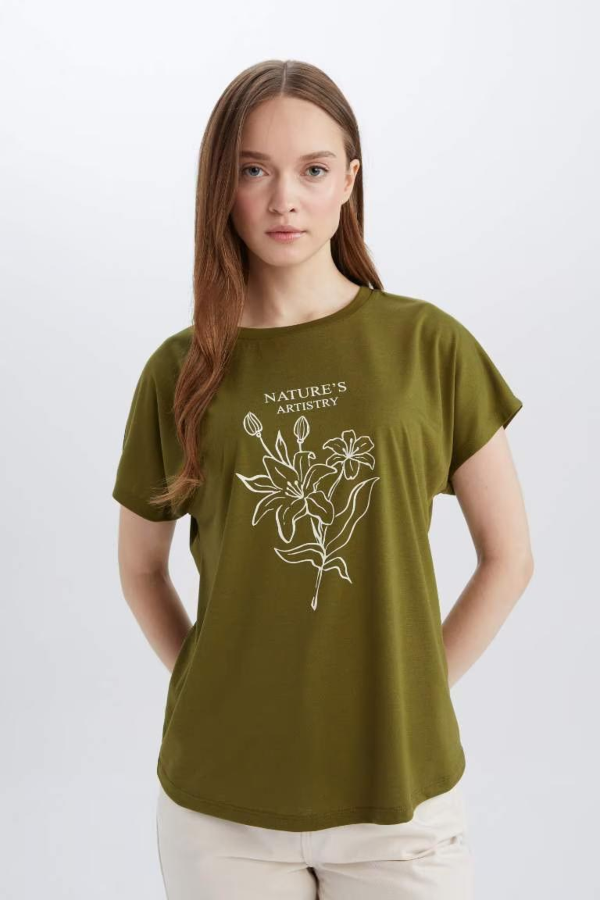Resim Defacto Kadın Kısa Kol T-shirt E4352AXKH451