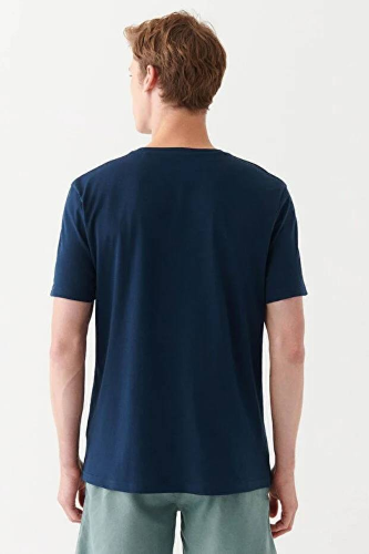 Resim Mavi Baskılı Erkek T-Shirt M0612935-70490