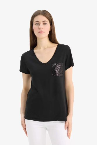 Resim Defacto Kadın Kısa Kol T-shirt U3769AZBK81