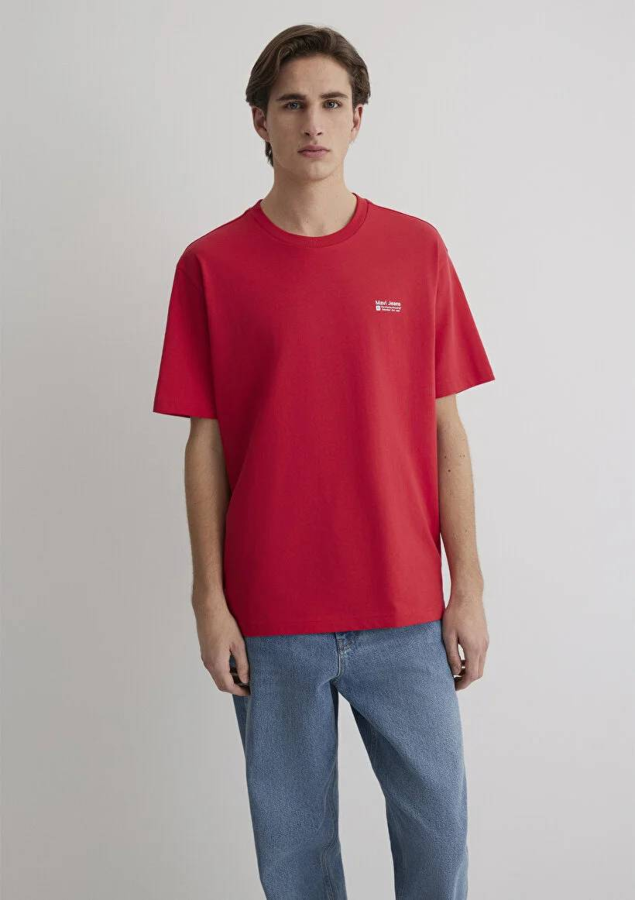 Resim Mavi Loose Erkek  T-shirt M0612591-70476