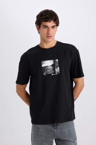 Resim Defacto Erkek  T-shirt E1723AX/BK81
