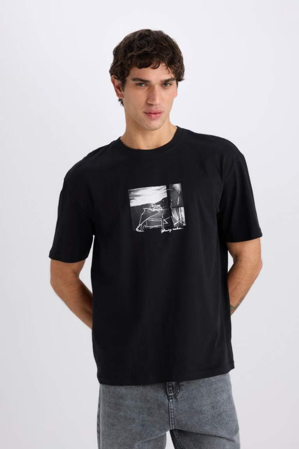 Resim Defacto Erkek  T-shirt E1723AX/BK81