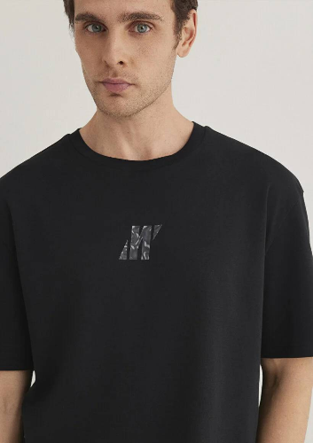 Resim Mavi Loose Erkek  T-shirt M0612189-900