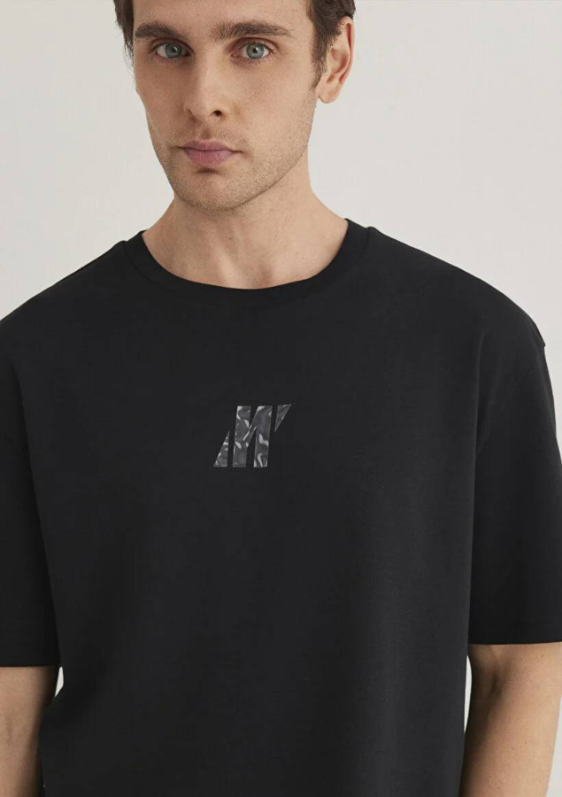 Resim Mavi Loose Erkek  T-shirt M0612189-900