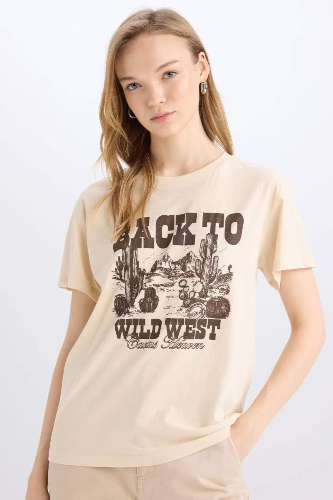 Resim Defacto Kadın Kısa Kol T-shirt D9607AX/ER42