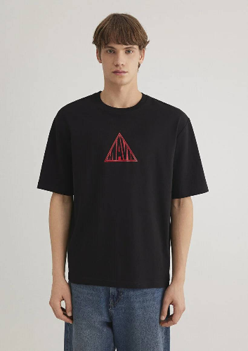 Resim Mavi Baskılı Erkek T-Shirt M0612524-900