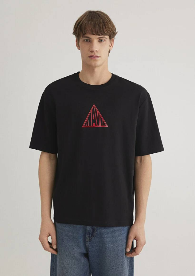 Resim Mavi Baskılı Erkek T-Shirt M0612524-900