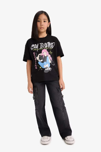 Resim Defacto Kız Çocuk T-shirt E0356A8/BK81