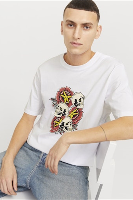 Resim Jack & Jones Joranatomy Skull Tee Ss Crew Neck Sn Erkek T-shirt 12272966