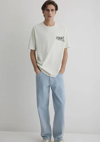 Resim Mavi Loose Erkek  T-shirt M0612572-70142