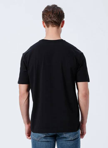 Resim Mavi Bisiklet Yaka Erkek T-Shirt M0610136-900