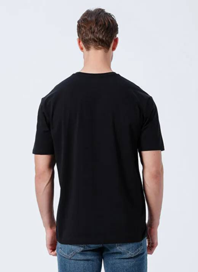 Resim Mavi Bisiklet Yaka Erkek T-Shirt M0610136-900
