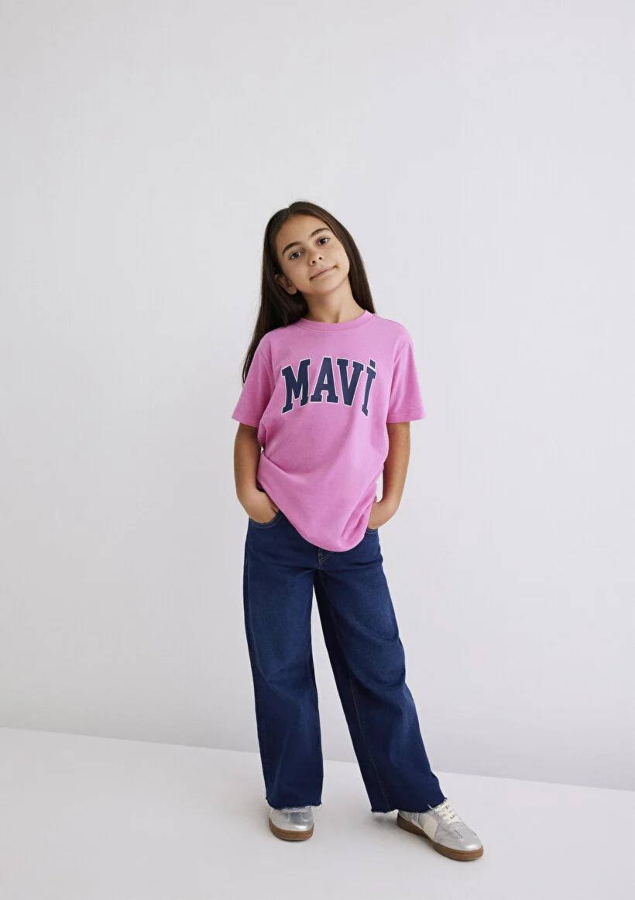 Resim Mavi Logo Kız Çocuk T-Shirt M7610109-71033