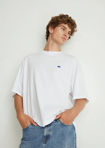 Resim Mavi Bisiklet Yaka Erkek T-Shirt M0611931-620