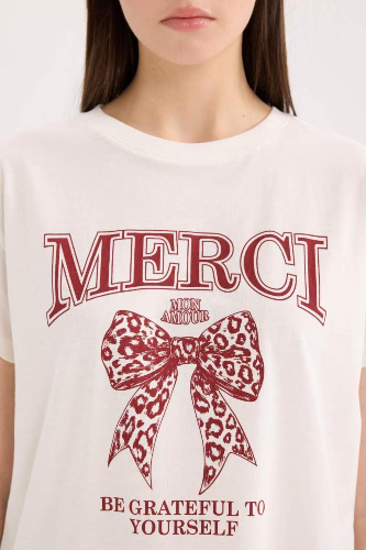 Resim Defacto Kadın Kısa Kol T-shirt D9606AXWT32
