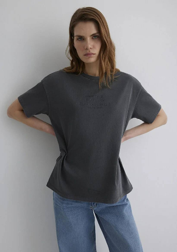 Resim Mavi Loose Kadın  T-shirt M1613141-70763