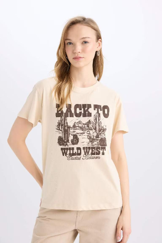 Resim Defacto Kadın Kısa Kol T-shirt D9607AX/ER42