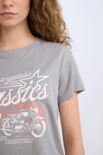 Resim Defacto Kadın Kısa Kol T-shirt D9601AX/GR454