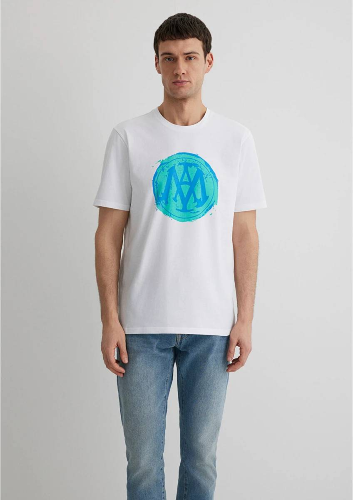 Resim Mavi Relaxed Erkek  T-shirt M0612710-620