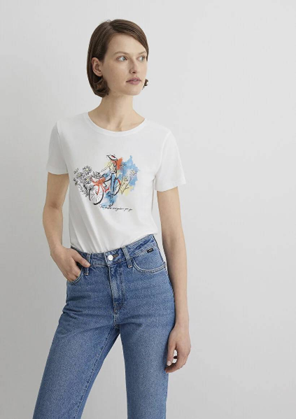 Resim Mavi Slim Kadın  T-shirt M1613162-70057