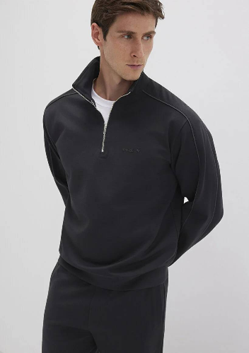 Resim Mavi Bisiklet Yaka Erkek Sweat M0S10387-900