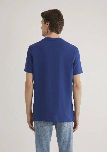 Resim Mavi Miav Baskılı Tişört Koyu Saks Mavi Erkek T-Shirt M067153-70722