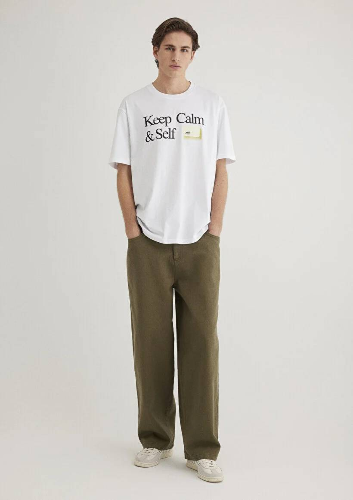 Resim Mavi Loose Erkek  T-shirt M0612463-620