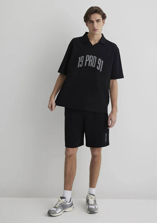 Resim Mavi Relaxed Erkek  T-shirt M0612748-71379
