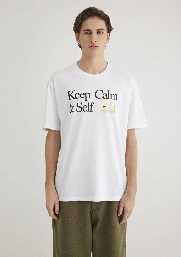 Resim Mavi Loose Erkek  T-shirt M0612463-620